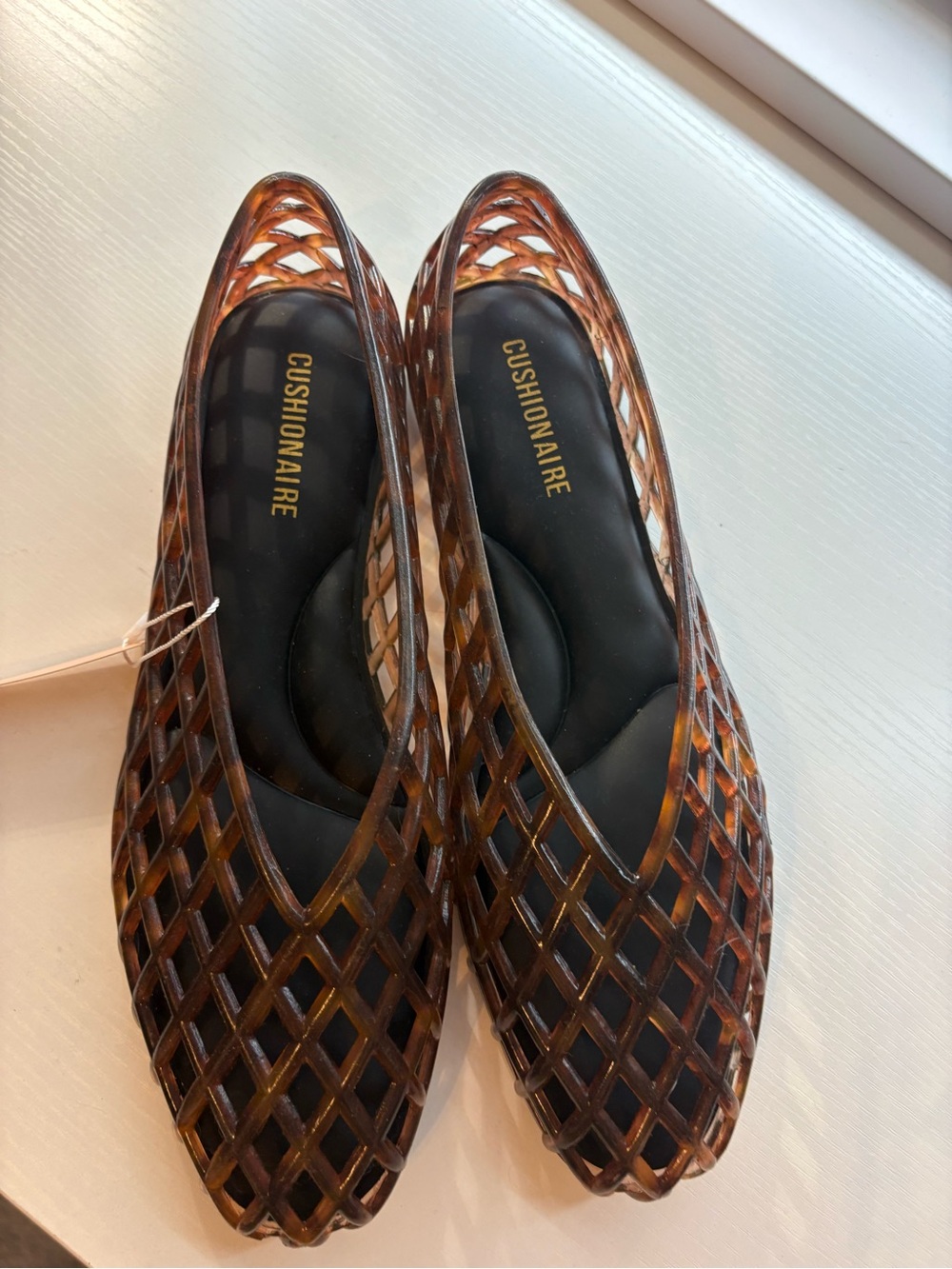 Cushionaire Women's Tortoiseshell Lattice Slip-On jelly flats - Picture 2 of 4